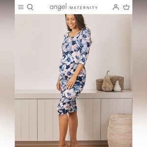 Beautiful pink and blue maternity dress